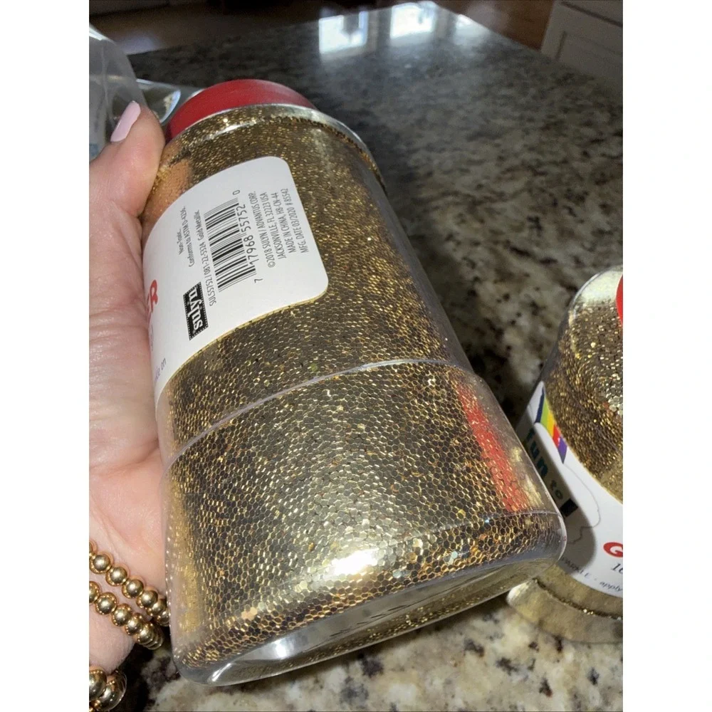 Lot‎ Of 2 One Pound 1lb Gold Craft Glitter Shaker Bottle Sulyn Fun To Make. 5411